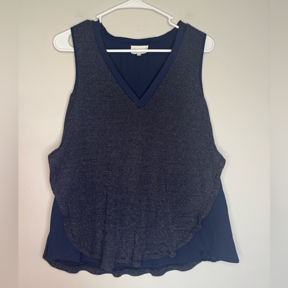 Anthropologie Deletta Navy Shimmer Layered Tank size medium